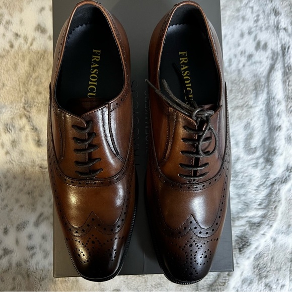New Men’s Brown Leather Oxford Dress Shoes sz 7 / 38 - Picture 7 of 13